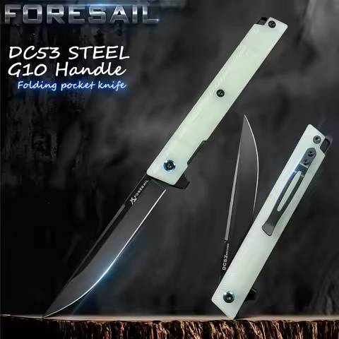 Folding Knife Pocket Knife, DC53 Steel Blade, with Pocket Clip,Camping Outdoor Fishing And Everyday 
