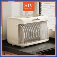 ✴ ─ ━ SIV Foldable Plastic Dish Drainer Cabinet Aesthetic Dish Storage Dryer Cabinet With Cover For