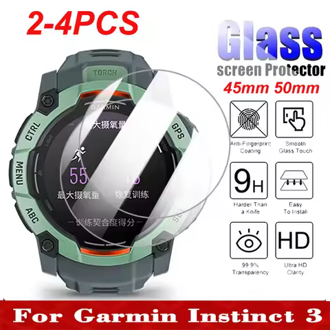 2-4PCS Tempered Glass For Garmin Instinct 3 Solar AMOLED 45mm 50mm HD Anti-scratch Screen Protector 