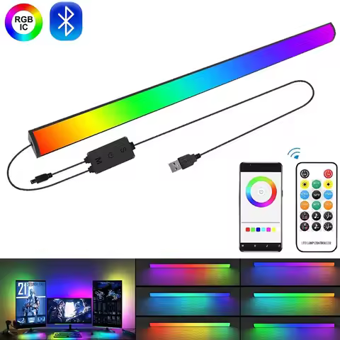 1-2pcs WS2812B LED Light Bar USB5V RGBIC Game Atmosphere Create Music Rhythm Pick Up Switch Remote C