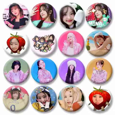 32/58mm Twice Lovely Soft Button Pins Nayeon Jeongyeon Momo Sana Jihyo Mina Dahyun Chaeyoung Brooch 
