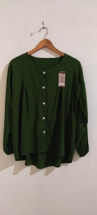 Blus crinkle Bahan Rayon Atasan Kemeja Oversize Jumbo Atasan Blouse Wanita Terbaru