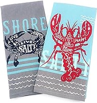 Kay Dee Designs Live Salty Lobster &amp; Crab Kitchen Towels Dishtowel Set for Cleaning, Drying, Polishing and Baking