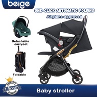 Beige Compact Folding 2 way Baby Stroller Foldable Stroller baby with Pulling Rod Baby Car Seat Airl