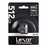 Lexar 512GB Professional SILVER SDXC UHS-I Card (R:205MB/s), LSDSILV512G