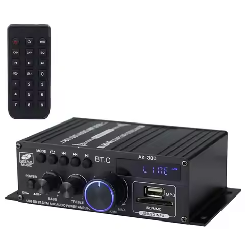 [AAAE 2026] Ak380 800W 12V Power Amplifier Bluetooth Stereo Home Car BASS Audio Amp Music Player Car