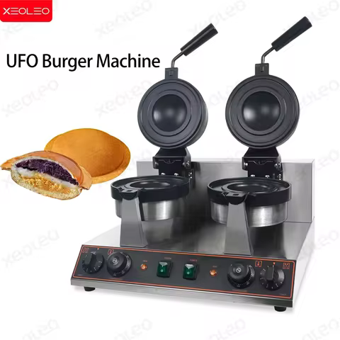 XEOLEO 2600W Double Head UFO Burger Machine Rotatable UFO Burger Grill Gelato Panini Press Machine I