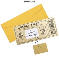 BUTUTUOZ Golden Ticket Scratch- Card,  Scratch  Ticket Concert Ticket,  with Envelope Party Favor Ra