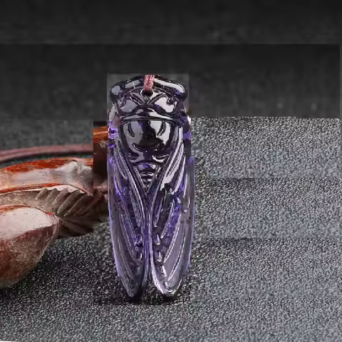 Natural Amethyst Hand Carved Cicada Jade Pendant Fashion Boutique Jewelry Men's and Women's Cicada N
