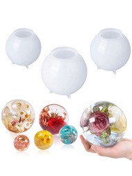 3入組矽膠樹脂模具套裝適用於圓球形狀,升級版無縫3D球形透明矽膠模具,大球環氧樹脂模具適用於花保存,樹脂,肥皂,蠟燭和家庭裝飾用品