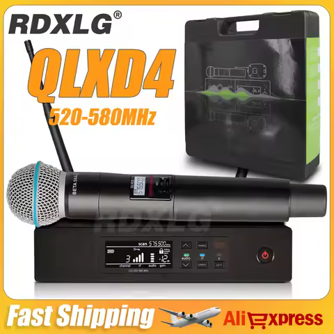 Top Quality！QLXD4 B58A Professional Single Wireless Microphone Stage Performance 520-580MHz UHF Chur