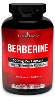 Divine Bounty Pure Berberine Complex - 600mg Per Capsule Berberine HCl Supplement - 60 Vegetarian Ca