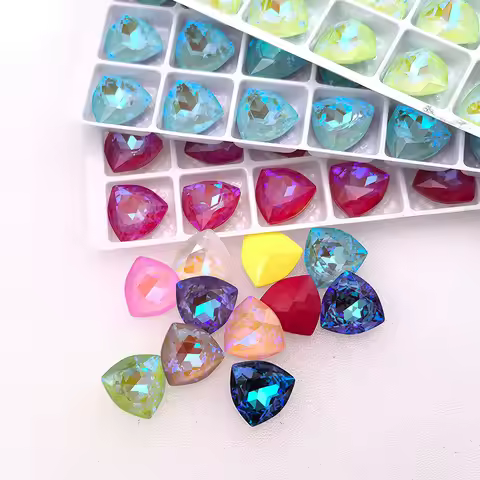 12mm Fat Triangle стразы glitter Glass Beads Pointback стразы стеклянные Glue On Rhinestone Jewelry 