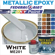 WHITE  Metallic Epoxy Paint 1L METALLIC EPOXY FLOOR PAINT PROTECTIVE &amp; COATING Tiles &amp; Floor Paint / WP FEDERAL PAINT