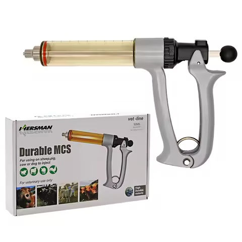 25/50ml Semi-Automatic Veterinary Continuous Syringe Animal Injection Adjustable Vaccine Syringe for