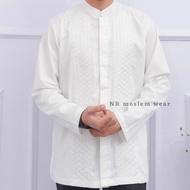 MUSLIM PRIA BAJU KOKO PUTIH PREMIUM , BAJU KOKO PUTIH LENGAN PANJANG