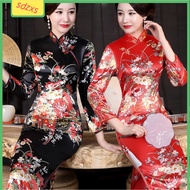 Cheongsam Dress Plus Size Flower Long dress Short/Three-Quarter Sleeve Retro Chinese dress Cheongsam