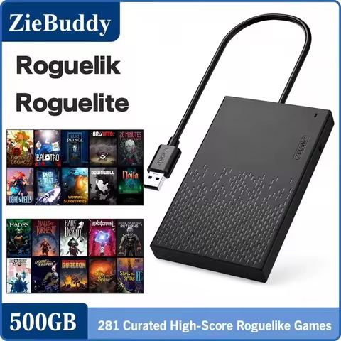 ZieBuddy Plug and Play Game Hard Drive 500GB with 281 Roguelike Roguelite Games for PC Windows No Do