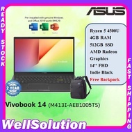 Asus VivoBook 14 M413I-AEB1005TS 14'' FHD Laptop Indie BLACK ( Ryzen 5 4500U, 4GB, 512GB SSD, ATI, W10, HS )