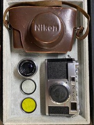 Nikon S2   銀頂早期款連鏡頭及原裝皮套！快門簾及快門正常