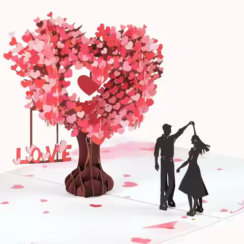 Valentine's Day Pop-up Anniversary Greeting Card 3D Love Couple Greeting Card Wedding Invitation