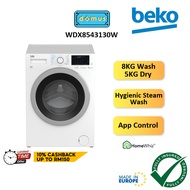 Beko Washer Dryer 2 in 1 Washing Machine Front Load Combo Mesin Basuh 8KG Wash 5KG Dryer 洗衣机烘干机 WDX8543130W