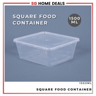 [SG STOCKS] 50 pcs SQ-1500ML Disposable Square Food Container/ Fast Food Plastic Container/15x15x7.5