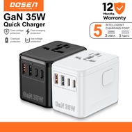 DOSEN Universal Adapter Travel International 35W USB C Adapter Fast Charger QC 3.0 Charger Type C Pl