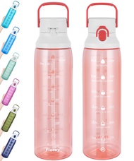 Flarny 32 oz Water Bottle With Straw, Leakproof Non-Toxic BPA Free, Motivational Sports Bottle With 