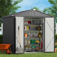 Outdoor Storage Shed 8 x 6 FT,  Double Lockable Doors, Outdoor Storage Clearance for Backyard Patio 