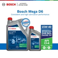 Bosch Mega D6 Diesel Engine Oil API CI-4 15W40 Minyak Hitam Mineral (1L/6L)