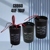 Cbb60 Washing Machine Capacitor Drying Dehydration Capacitor Water Pump AC Motor Capacitor 4UF 5UF 6