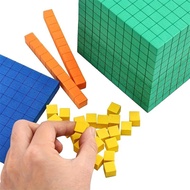 AFMY Ten Blocksplete Set Kids Math Plaything Math Plastic Base Ten Set Cube Kids Math Plaything Coun