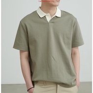 🔥Local Delivery🚚COD  T Shirt Unisex Baju oversize lelaki Collar Shirt t shirt lelaki Waffle Lapel  t