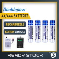 DoublePow AA/AAA Rechargeble Battery 900mAh 1200mAh 1250mAh 3200mAh NiMH Battery 4pcs AA AAA Charger