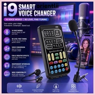 ORIENTLIIY I9 Voice Changer Set, USB Rechargeable 8 Voice Recording Mini Sound Card, Multi-functiona