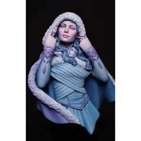 1/10 scale resin figurine of a half-length portrait of a winter girl. Unassembled and unpainted DIY 