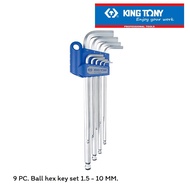 KING TONY หกเหลี่ยมชุด หัวบอล ขาว ยาว 1.5 - 10 MM. KING TONY 20109MR (9 ตัว/ชุด)