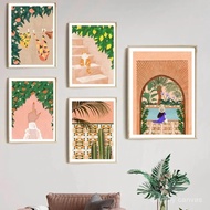 Cat Tropical Paradise Arab Vibes Art Posters And Print Canvas Painitng Summer Tiles Bohemian Plants 