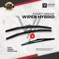 PAKET WIPER YARIS BAKPAO DEPAN BELAKANG HYBRID BLADE 3 PCS