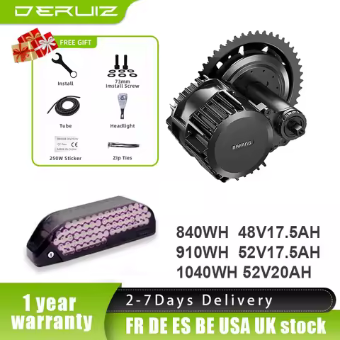 Bafang Motor1000W BBSHD 52V Electric Bicycle Conversion Kits Mid Drive Motor With 48V17.5AH L&G 48V2