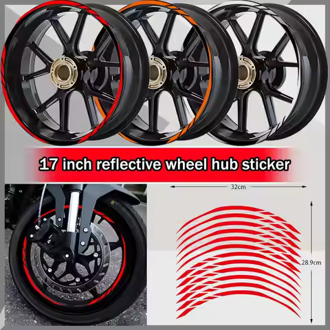 Motorcycle Rim Stickers 17 inch Reflective Wheel Decals 17'' Rim Strip Decoration Accessories