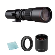 Camera Super Telephoto Lens 500mm F/8.0-32 Manual Zoom T-Mount + 2X 500mm Teleconverter Lens + T2-AI