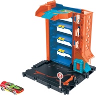 Hot Wheels Let's Race Netflix HDR28 City Downtown Parking Garage Playset, with 1 Car, Connectable to