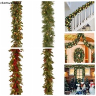 STAMWEEKEND Christmas Garland, 30 LED Lights 180cm/6 Feet Artificial Pine Tree Decor, Pine Cone Berr