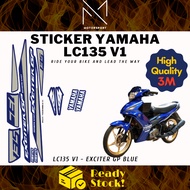 YAMAHA LC135 V1 Exciter GP Blue CoverSet Stripe Sticker 3M Premium Sticker LC135 Biru Blue GP