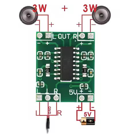 PAM8403 Super Mini Digital Amplifier Board 2 * 3W Class D Digital Amplifier Board Efficient 2.5 to 5