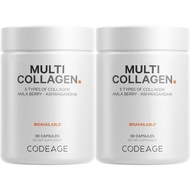 Codeage Multi Collagen Capsules – 5 Collagen Types I, II, III, V & X – Hydrolyzed Grass-Fed Bovine P