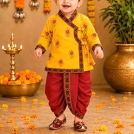 Kids Dhoti Kurta| Festives like Ganesh Chaturthi Janmashtami Dress | Dhoti Top | Cotton Fabric