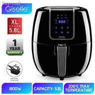 ❃♗✑Giselle Digital Air Fryer 5.8XL with Touch Control Timer Temperature - Black (1800W) KEA0208